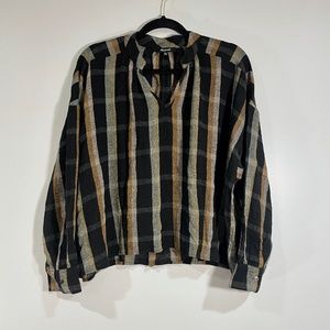 Madewell Highroad Popover Shirt Lessing Plaid Womens XL Lightweight Wool Blend